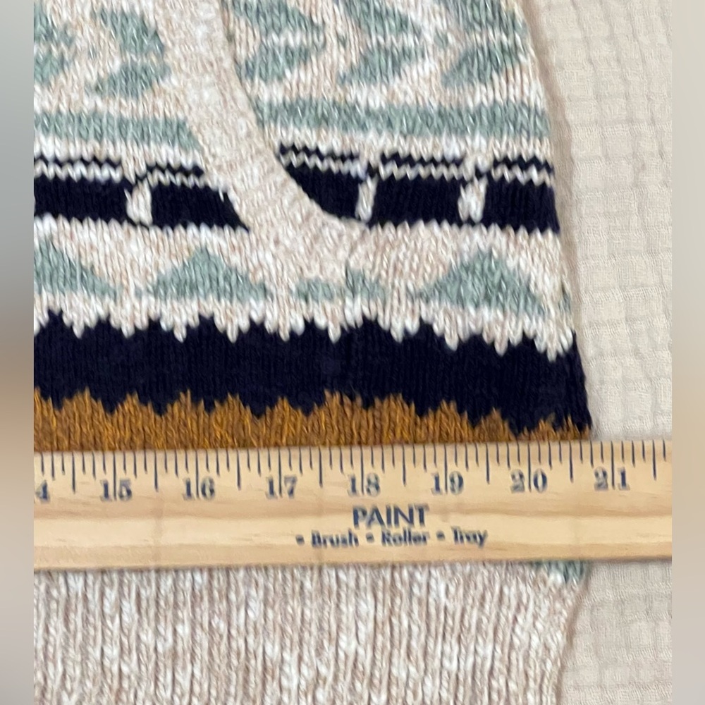 LL Bean Woman's Small Petite Cotton Ragg Sweater Open Cardigan Fair Isle 508193 - Picture 14 of 15